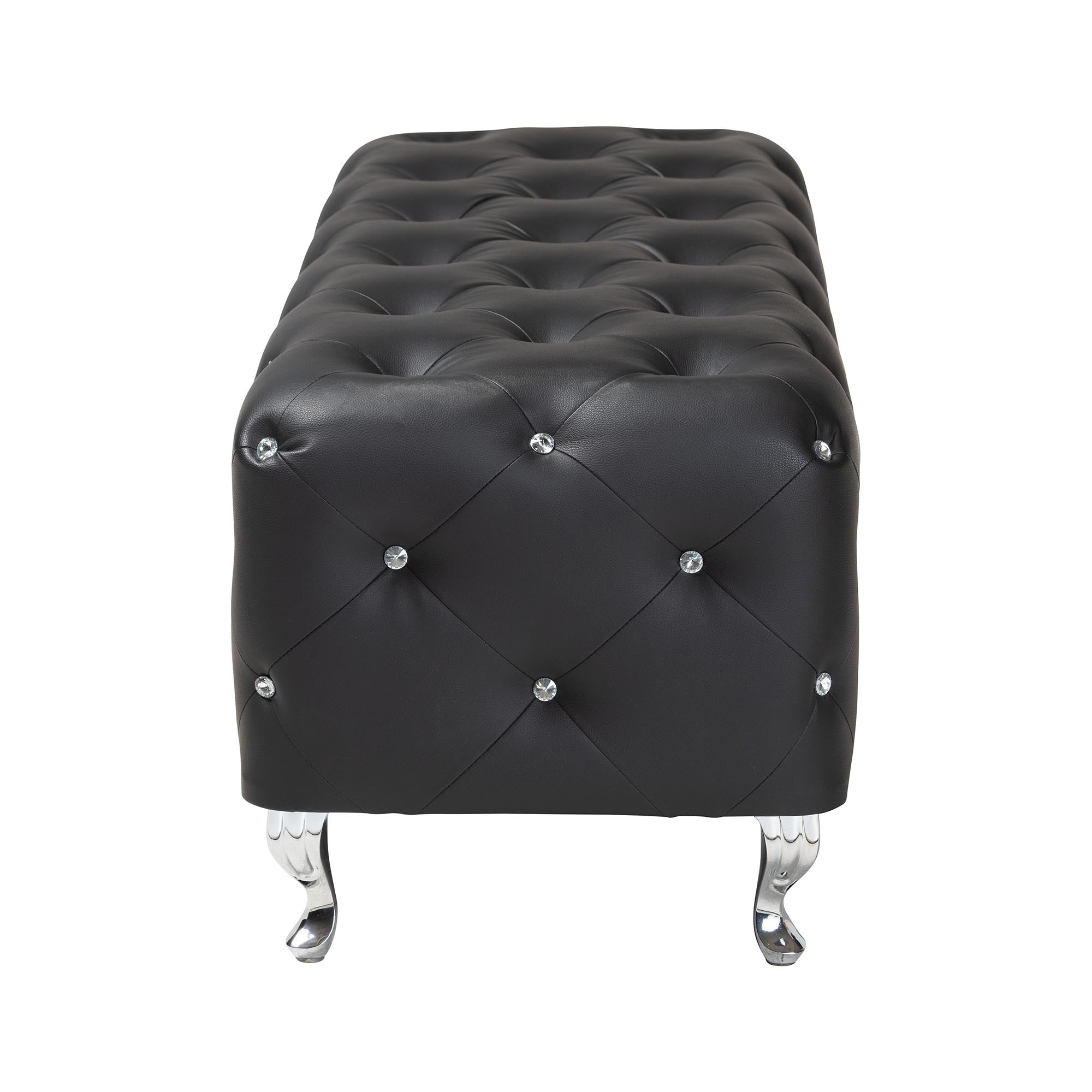 Baxton Studio Stella Crystal Tufted Black Modern Bench