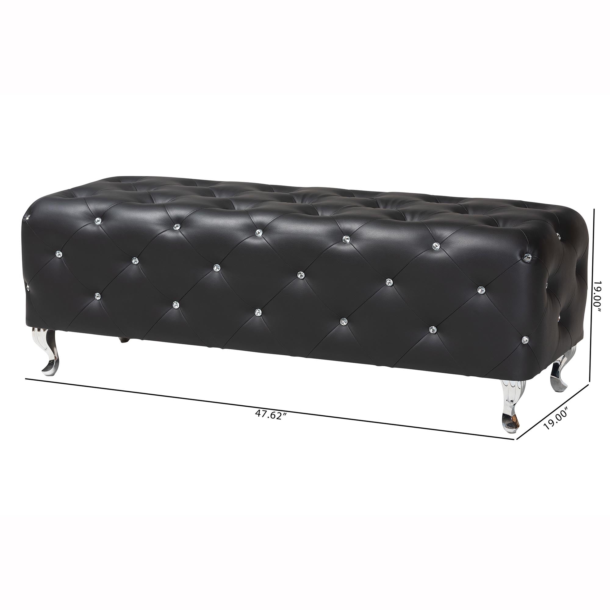 Baxton Studio Stella Crystal Tufted Black Modern Bench