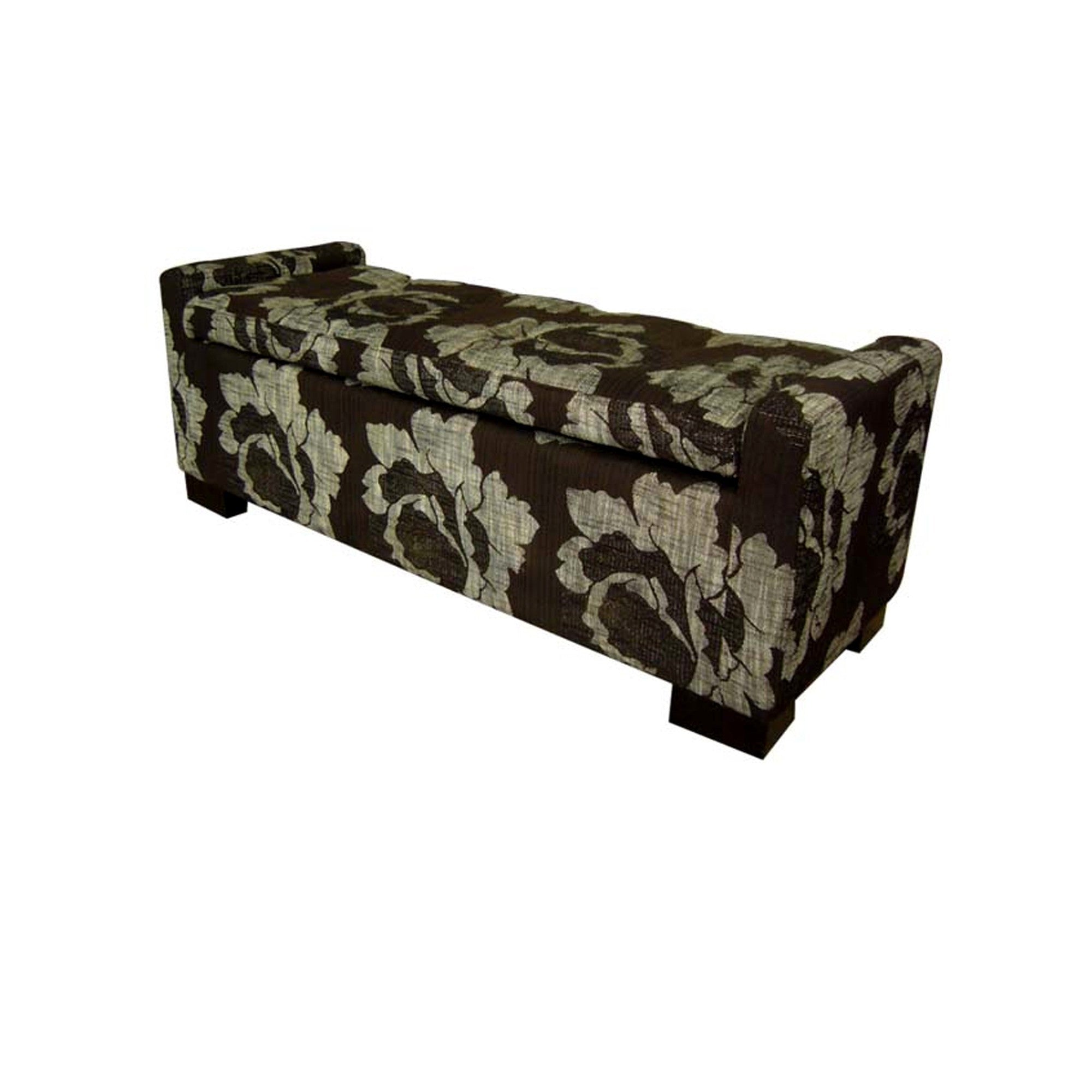17" Brown and Champagne Solid Wood Upholstered Dining Bench