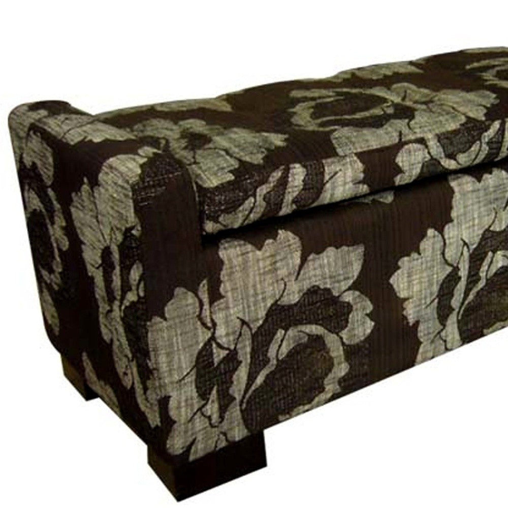 17" Brown and Champagne Solid Wood Upholstered Dining Bench