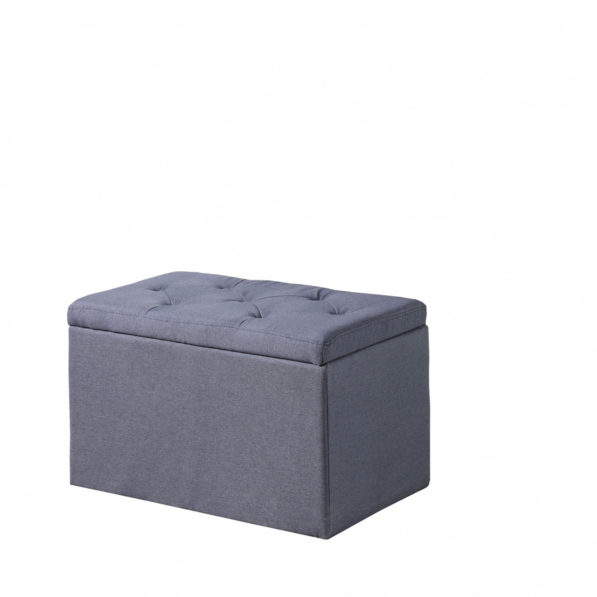 17" Dark Gray Linen Tufted Storage Ottoman