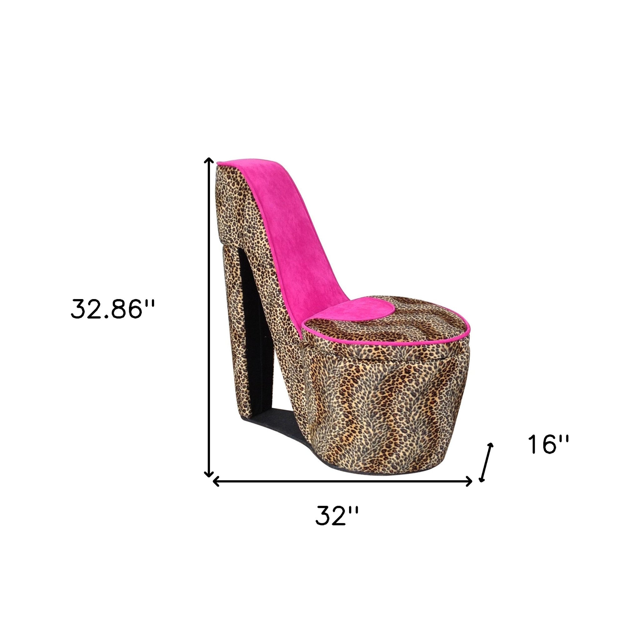 32" Brown Faux Suede Animal Print Side Chair