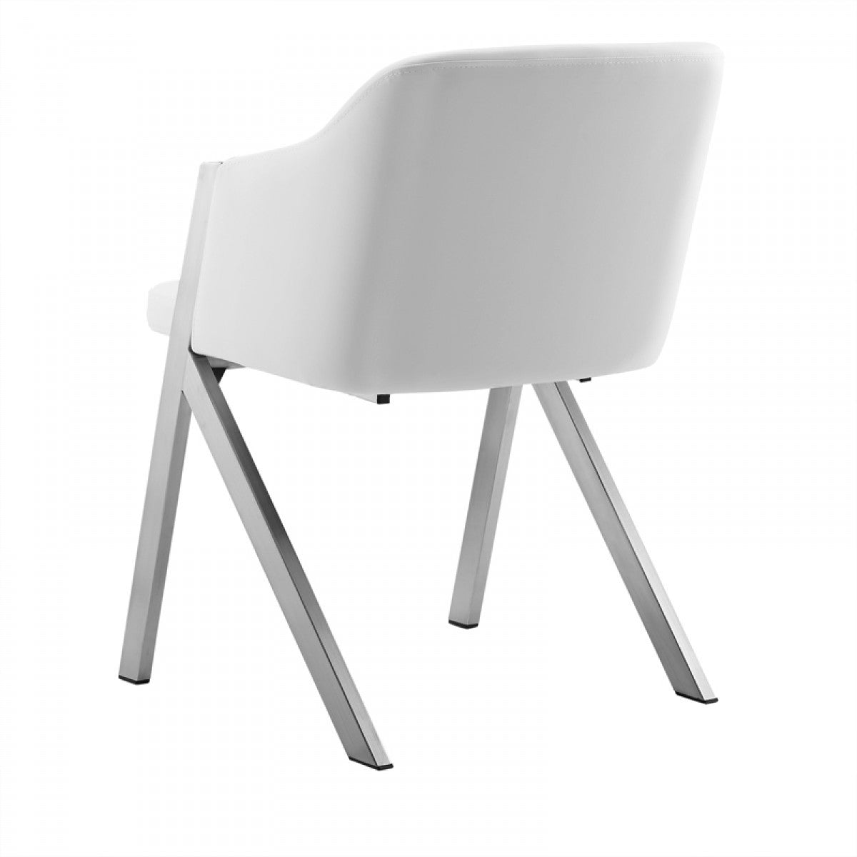 Set of Two White Faux Leather Modern Dining Chairs