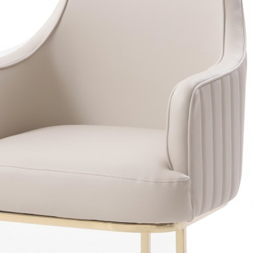 Gray and Gold Upholstered Fabric Dining Arm Chair
