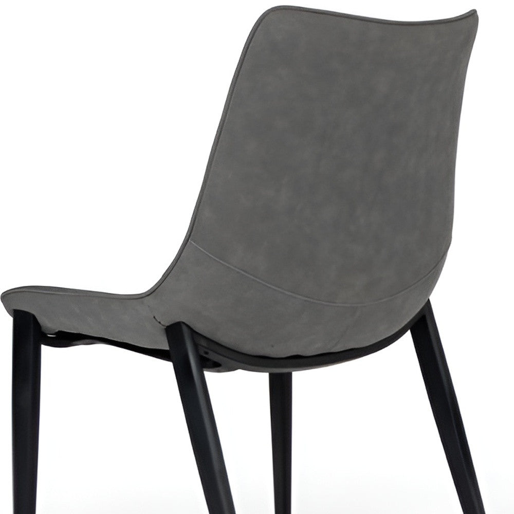 Set of Two Gray and Black Upholstered Faux Leather Dining Side Chairs