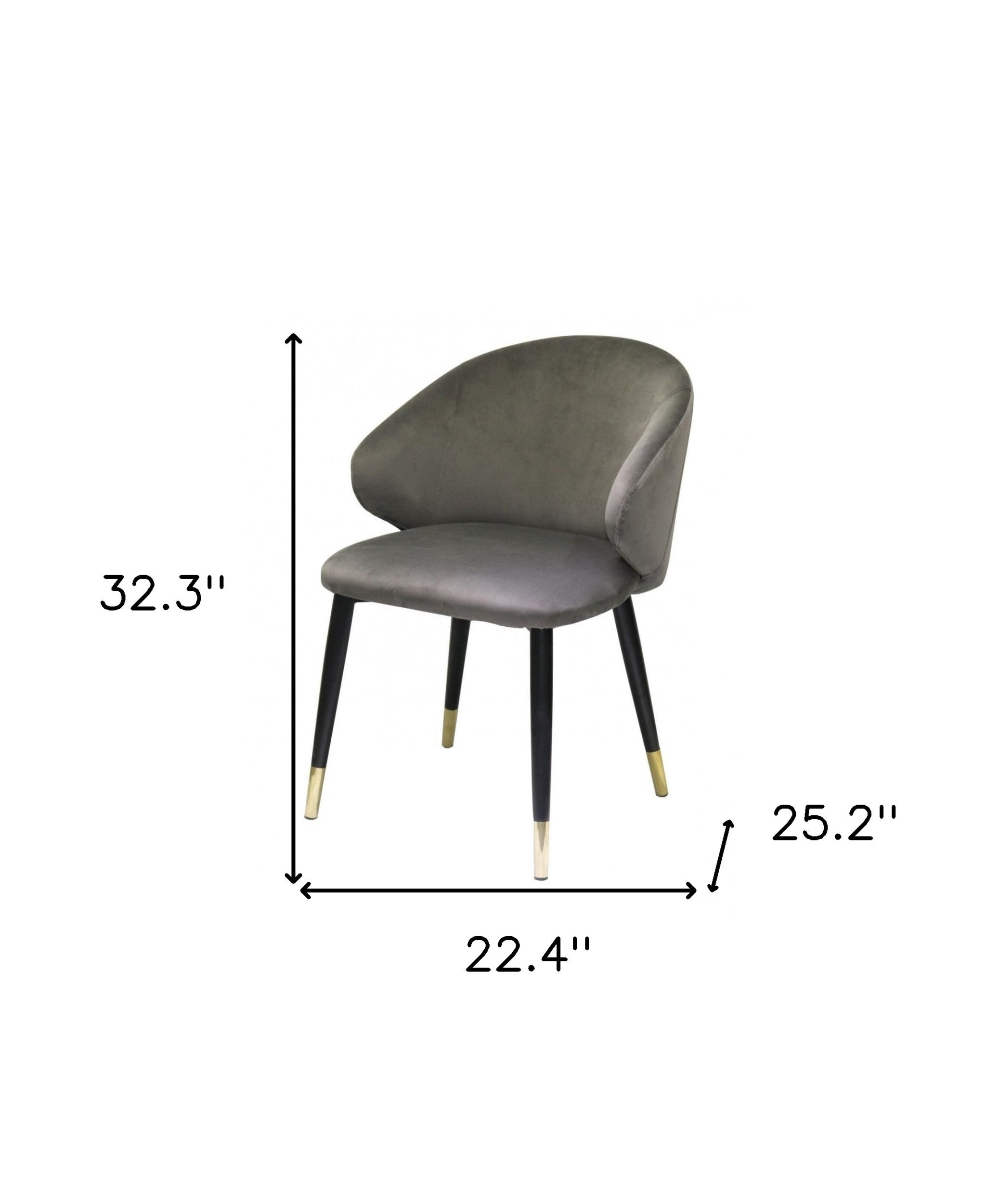 Set of Two Dark Gray Velvet Dining Chairs