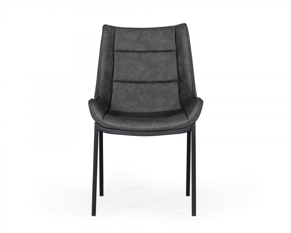 Set of Two Gray Faux Leather Dining Chairs
