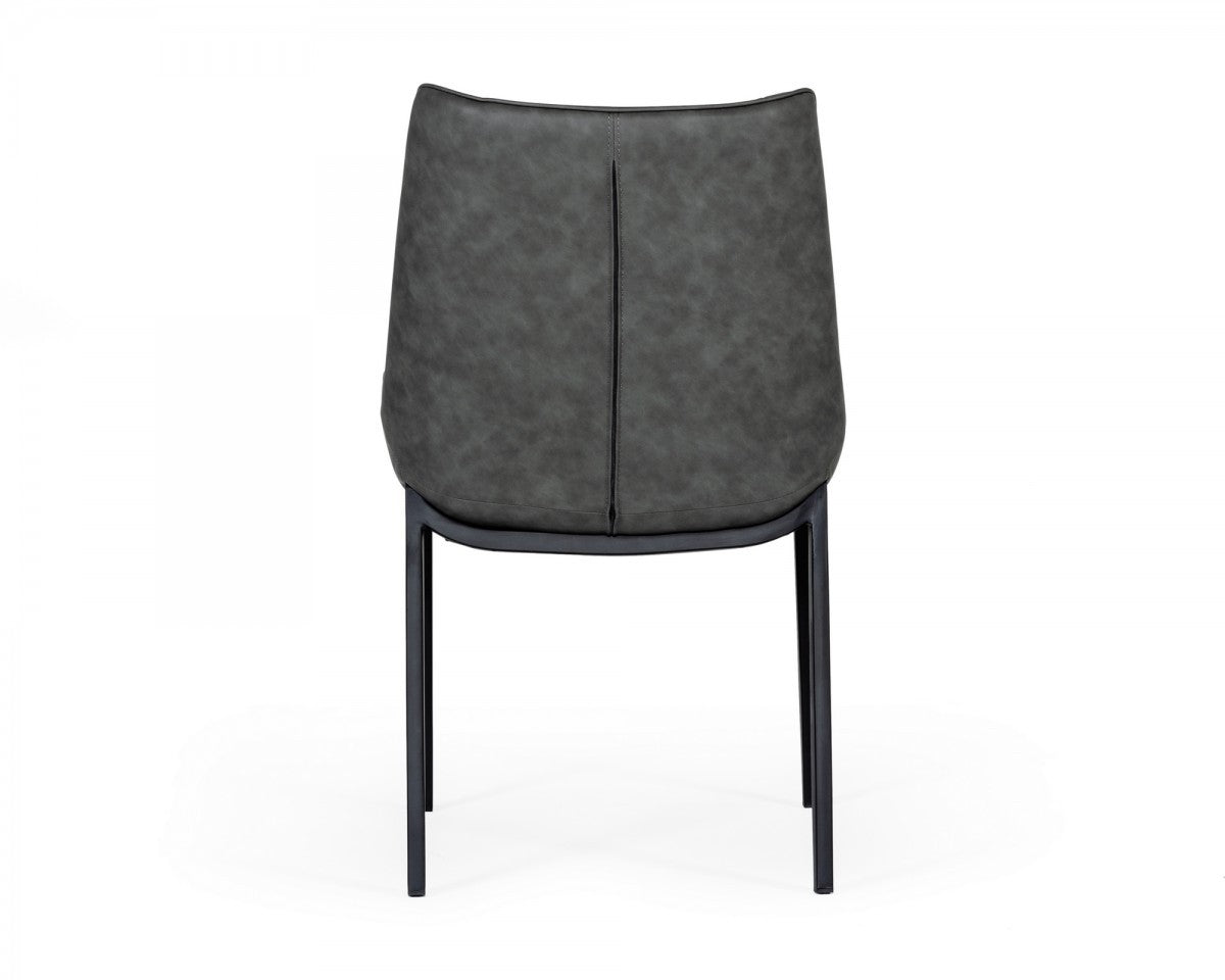 Set of Two Gray Faux Leather Dining Chairs