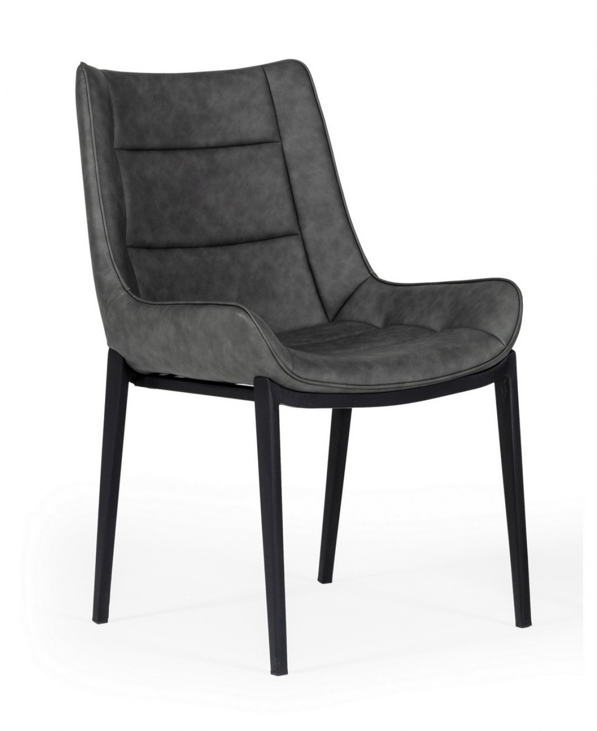 Set of Two Gray Faux Leather Dining Chairs
