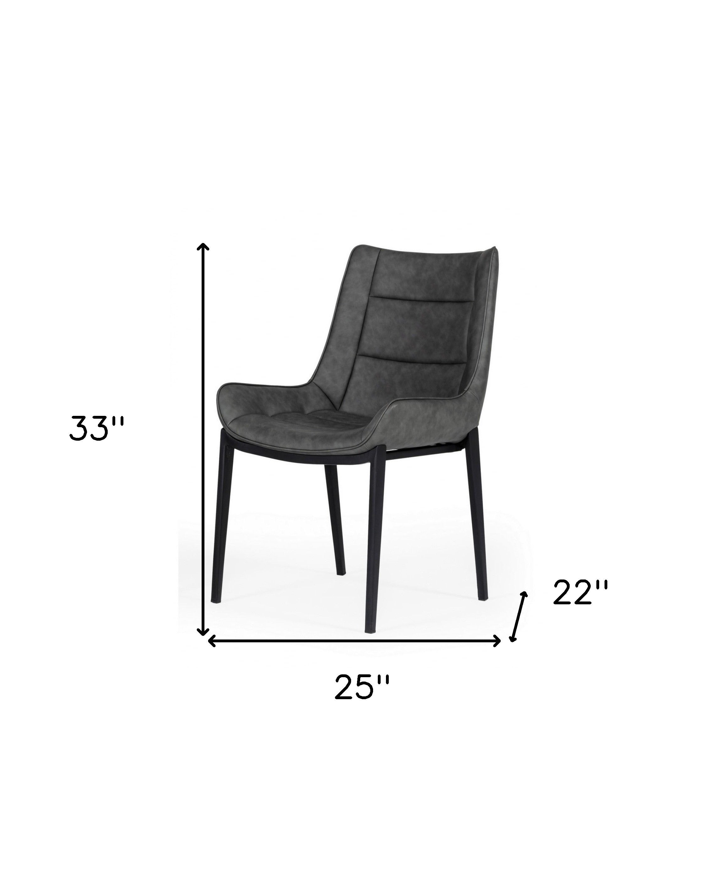 Set of Two Gray Faux Leather Dining Chairs