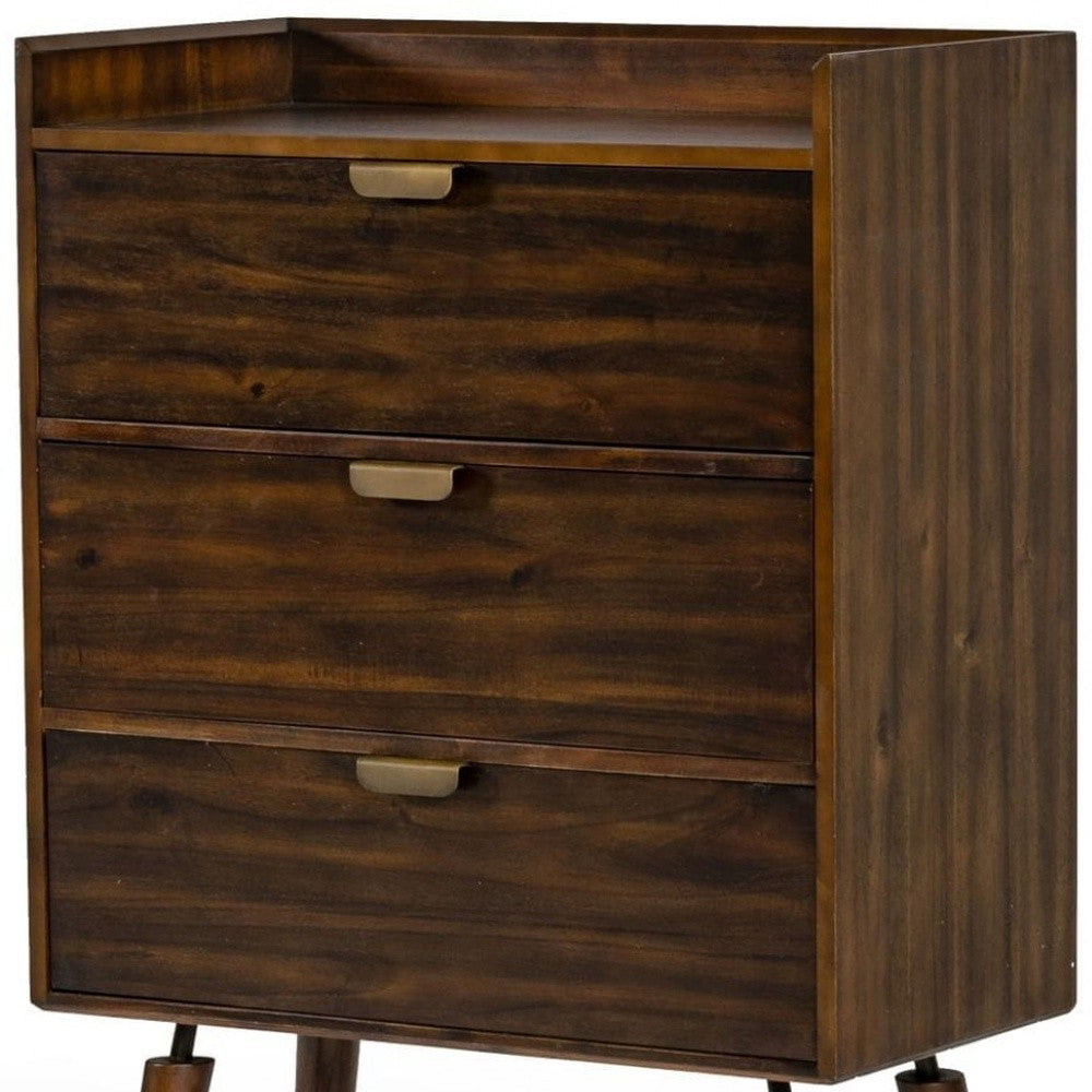 32" Acacia Solid Wood Three Drawer Chest