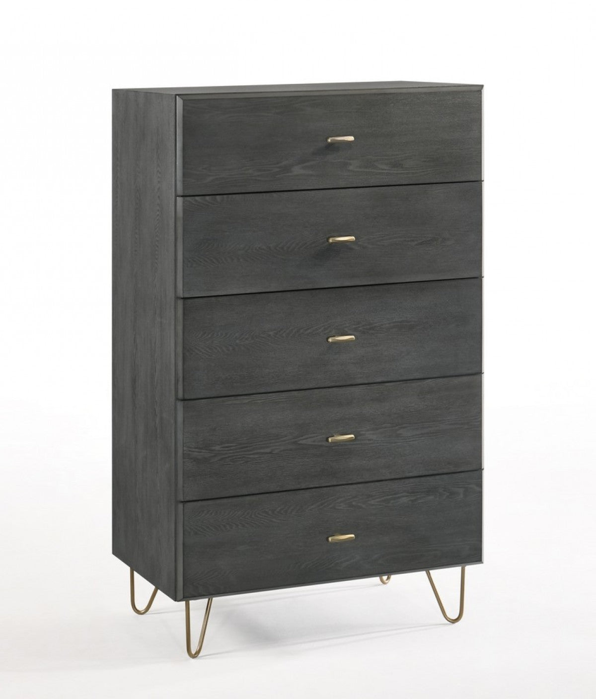 30" Gray Wood Five Drawer Dresser