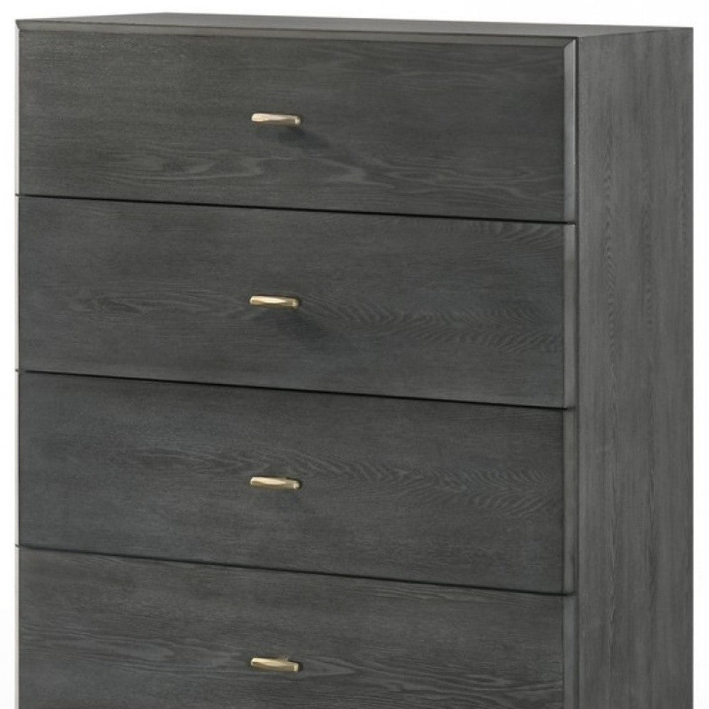 30" Gray Wood Five Drawer Dresser