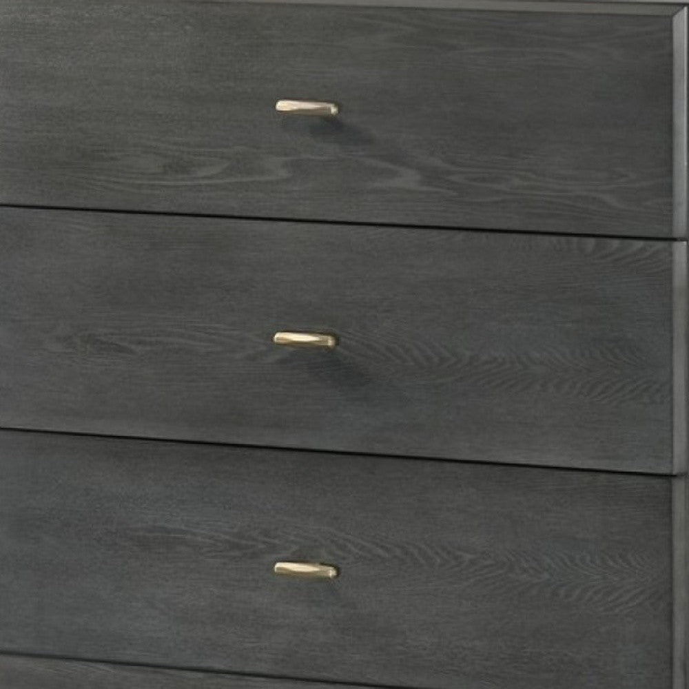 30" Gray Wood Five Drawer Dresser
