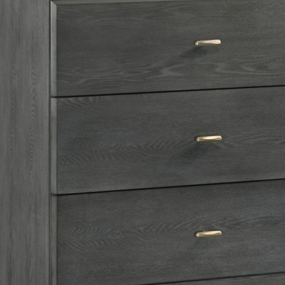30" Gray Wood Five Drawer Dresser