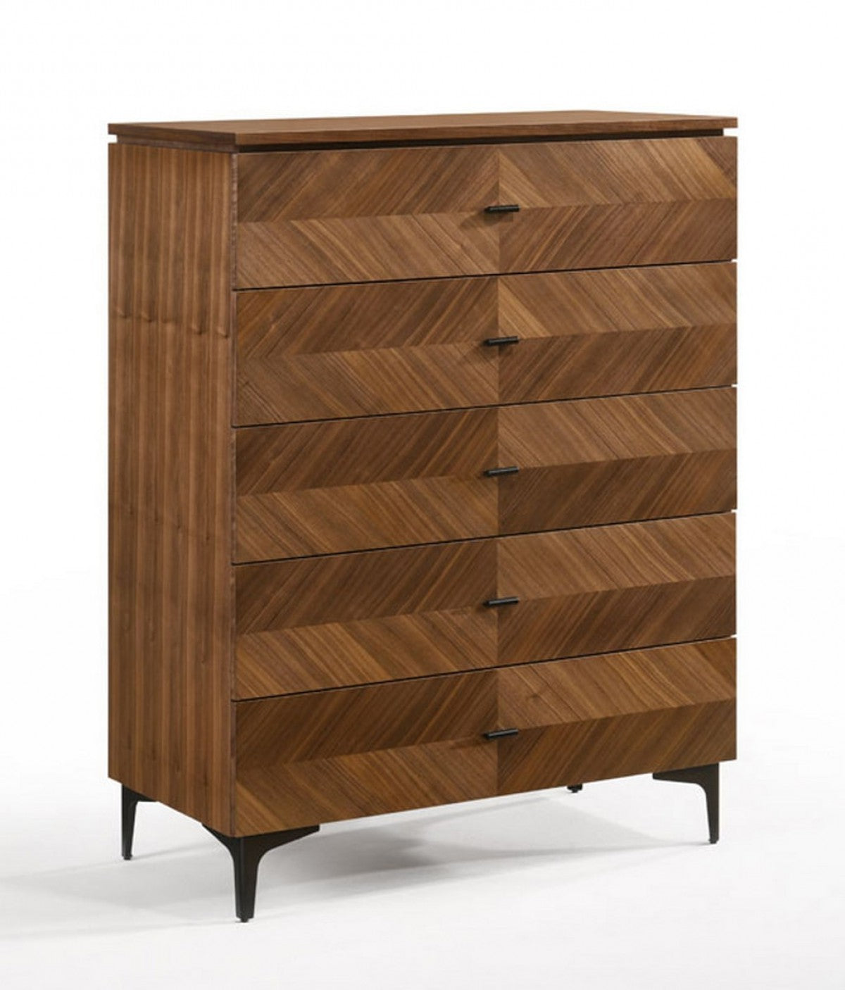 35" Brown Wood Five Drawer Dresser