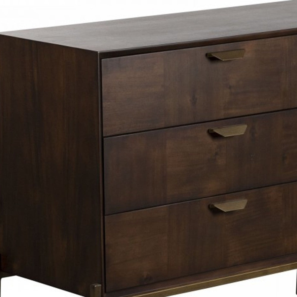 63" Dark Brown Manufactured Wood Six Drawer Double Dresser
