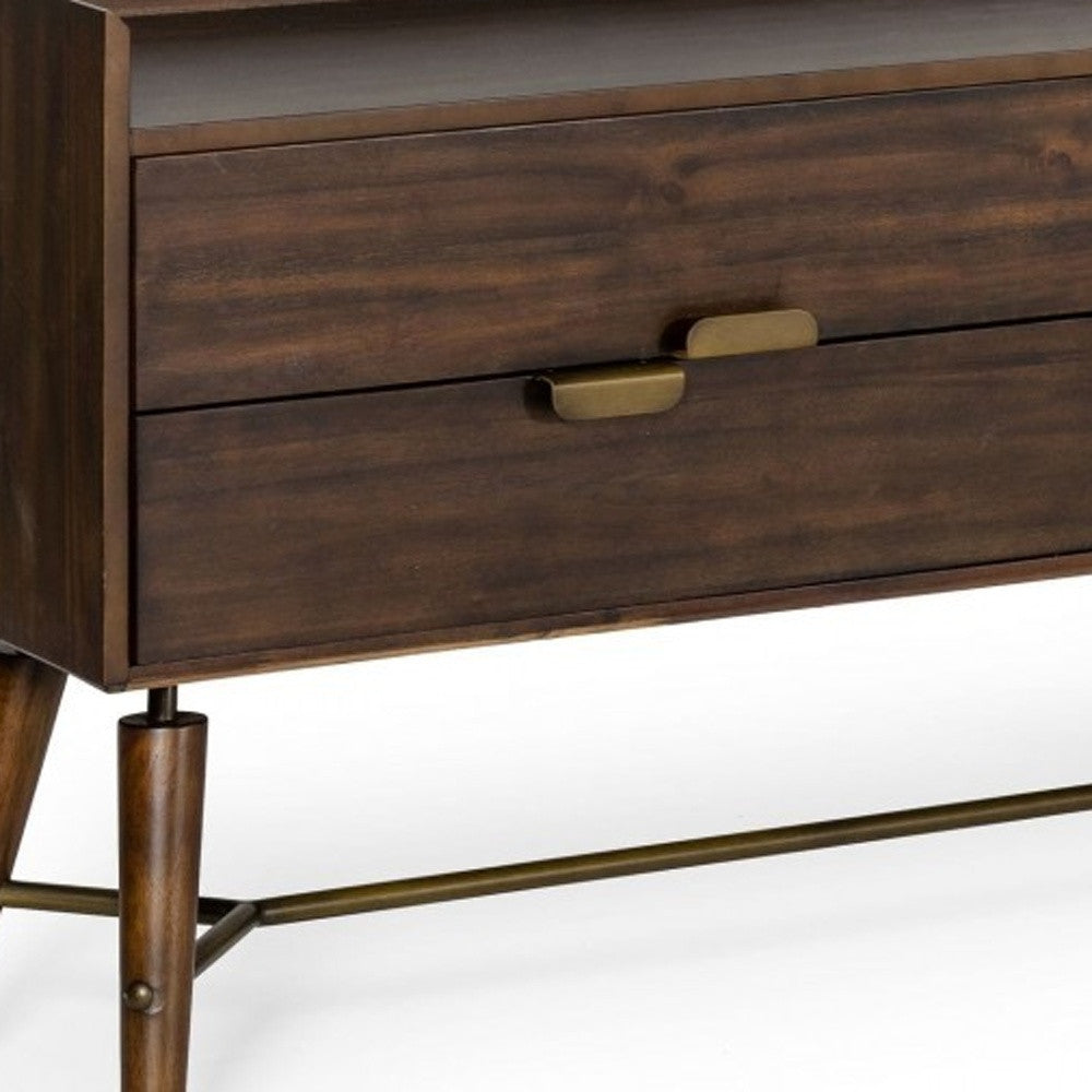 63" Brown Solid Wood Four Drawer Double Dresser