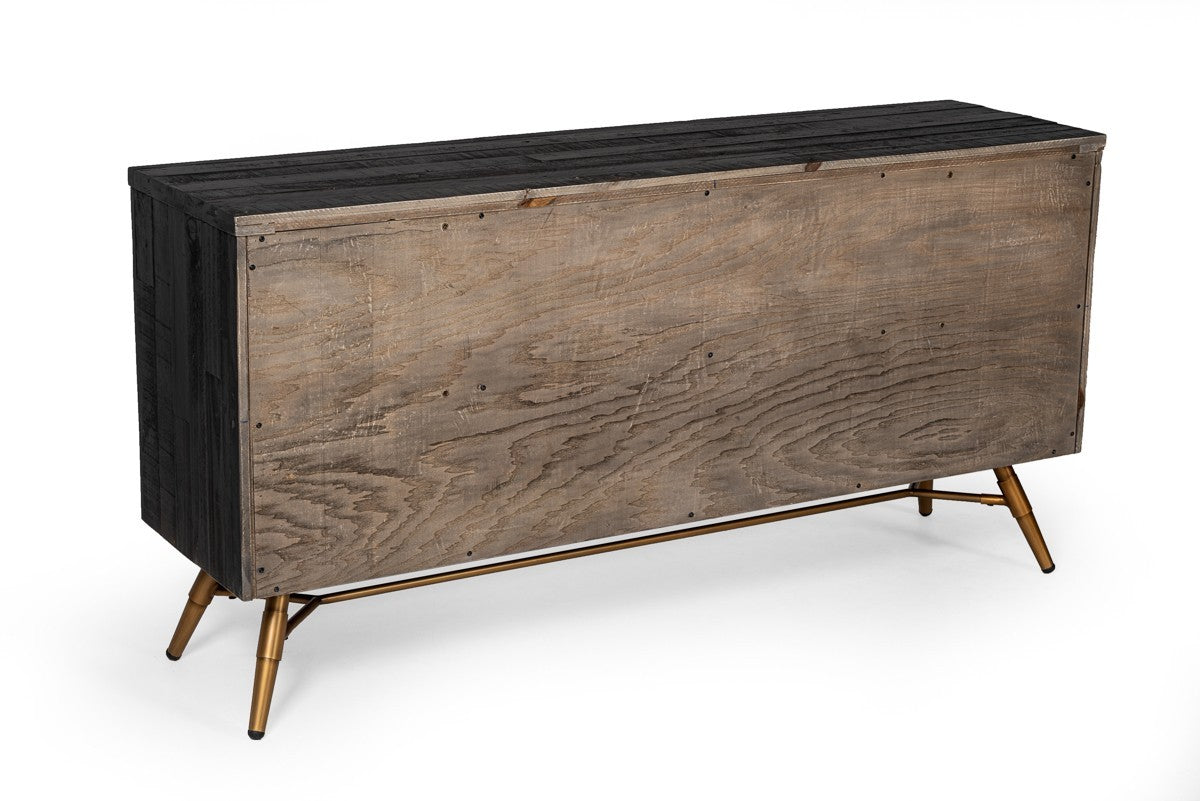 63" Dark Brown Solid Wood Six Drawer Double Dresser