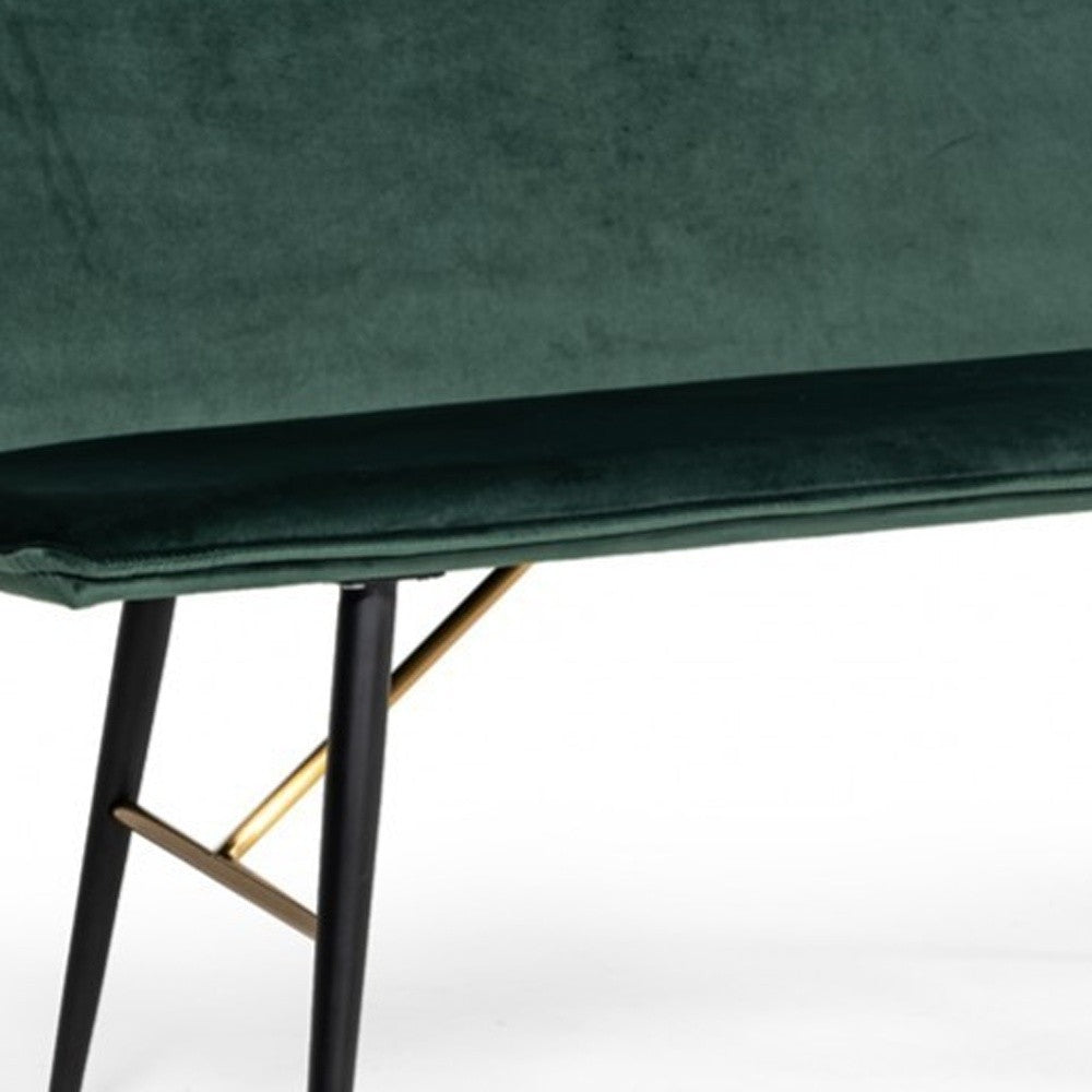 53" Green And Dark Brown Upholstered Velvet Dining bench