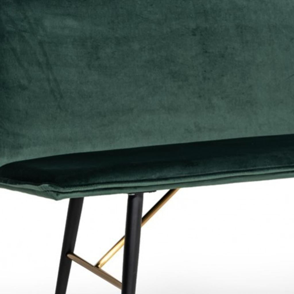 53" Green And Dark Brown Upholstered Velvet Dining bench