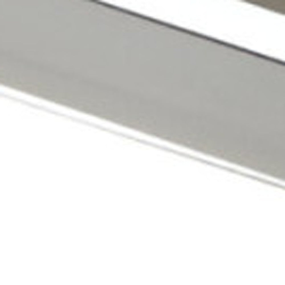 47" White and Silver Tufted Faux Leather Upholstered Dining Bench