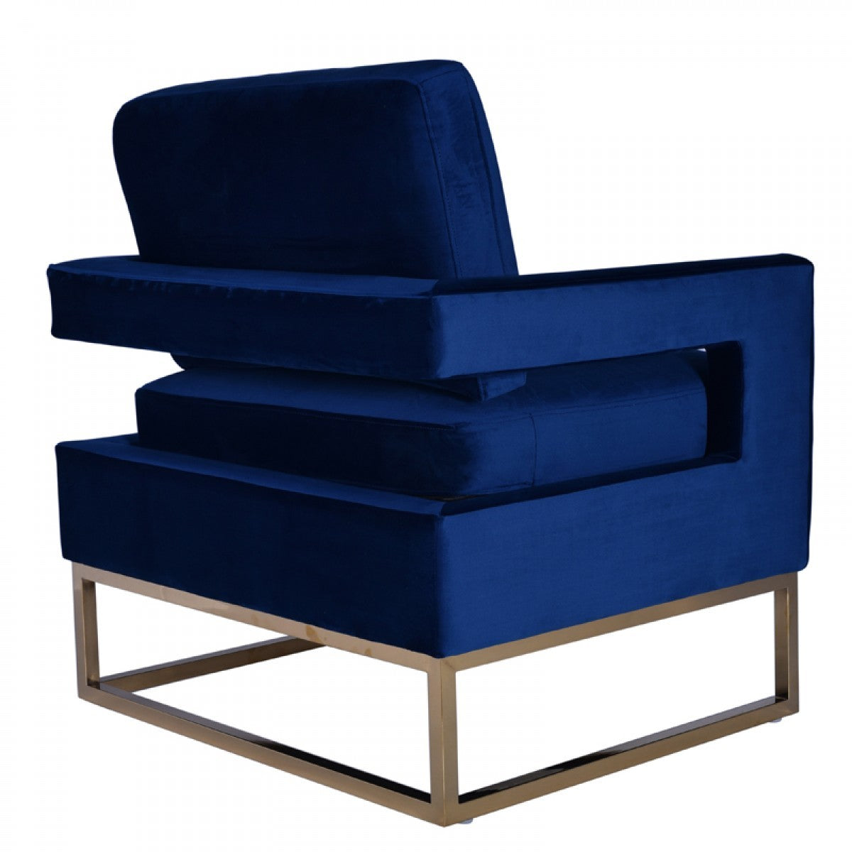 34" Blue And Gold Velvet Arm Chair