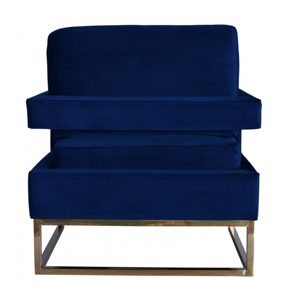 34" Blue And Gold Velvet Arm Chair