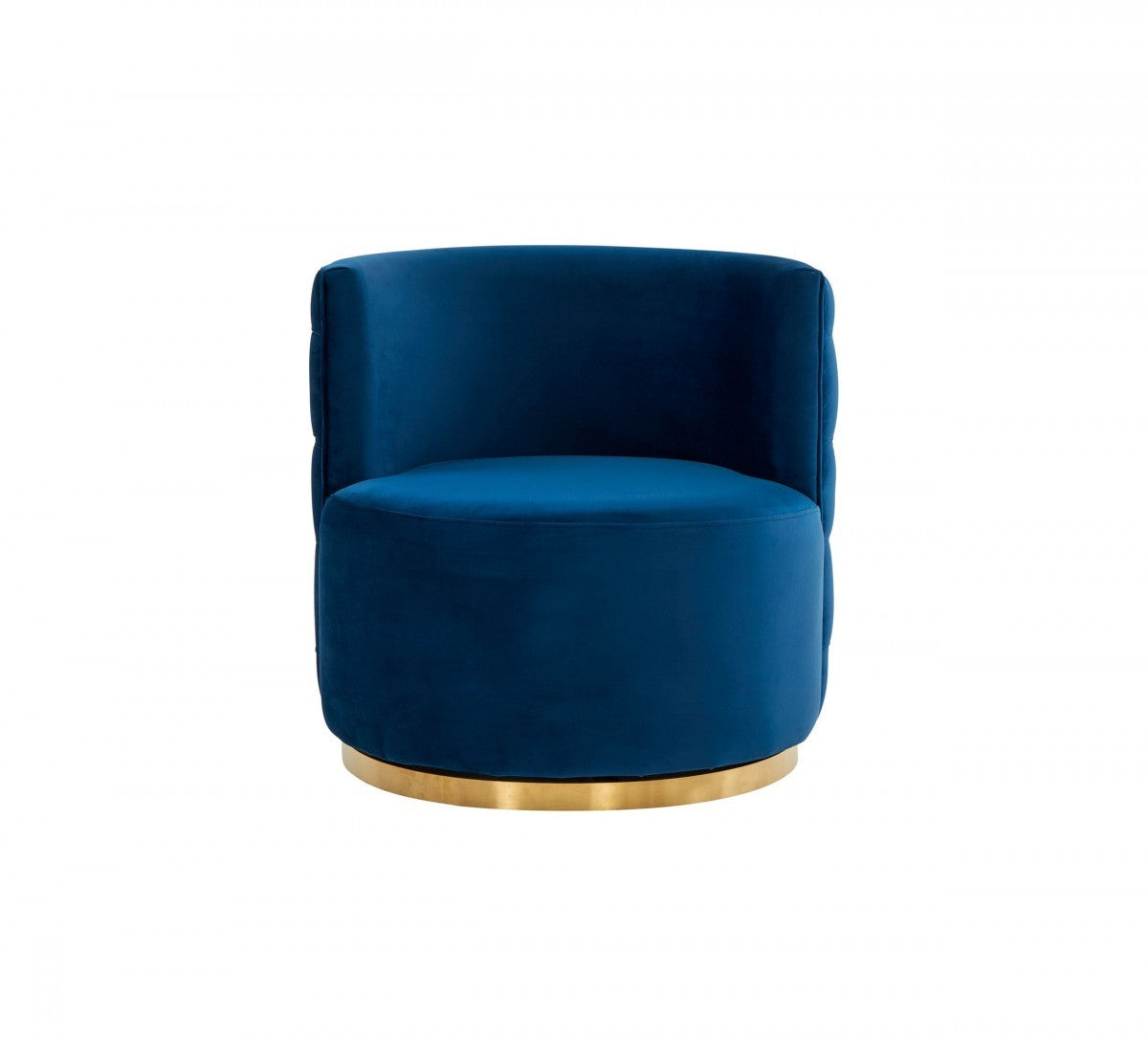 30" Blue And Gold Velvet Barrel Chair
