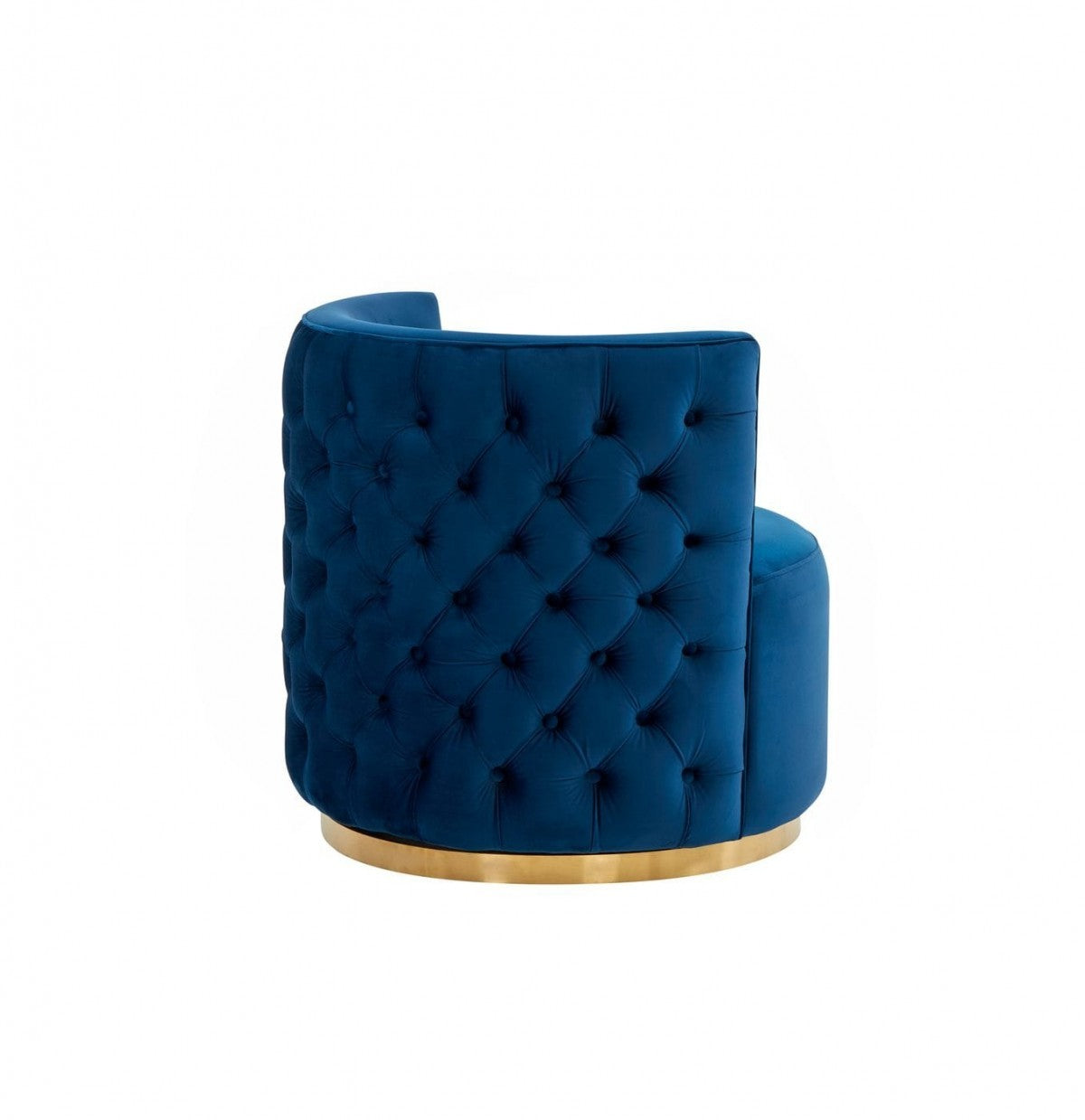 30" Blue And Gold Velvet Barrel Chair