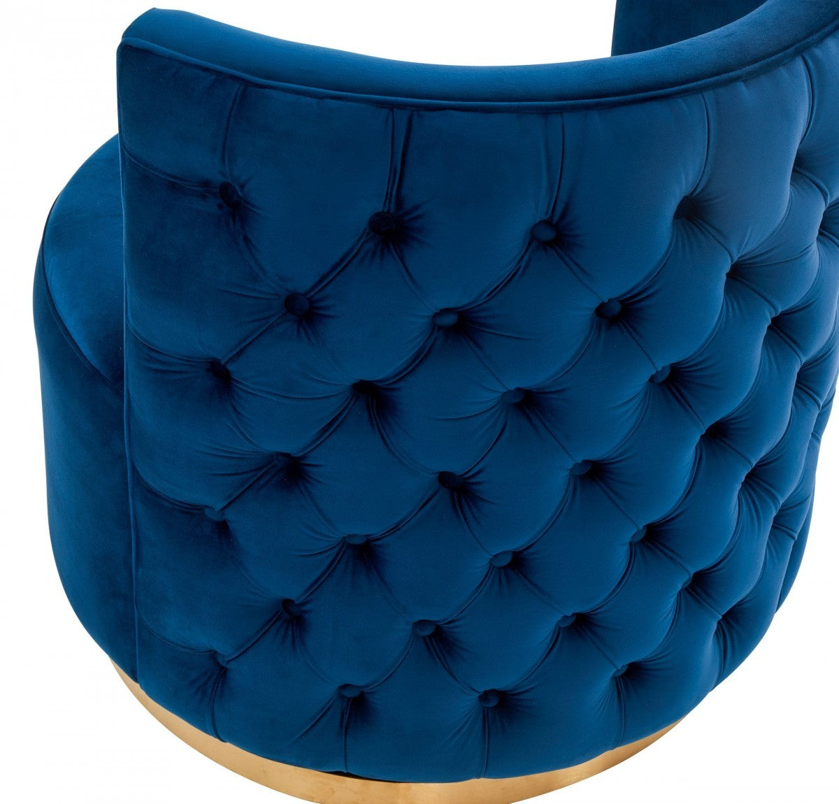 30" Blue And Gold Velvet Barrel Chair