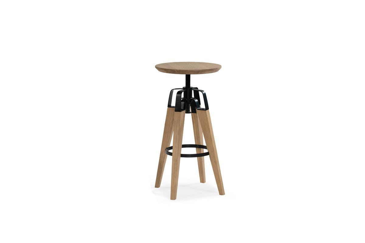 34" Natural And Natural and Black Solid Wood Backless Bar Chair