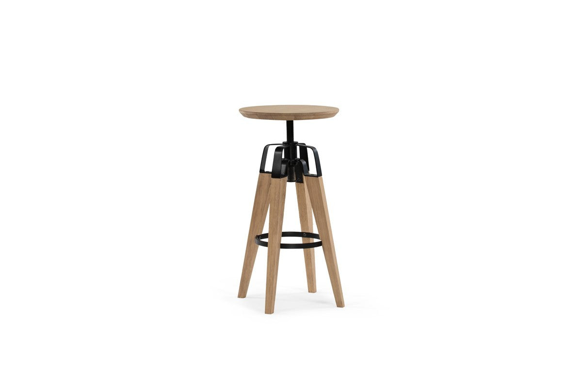 34" Natural And Natural and Black Solid Wood Backless Bar Chair