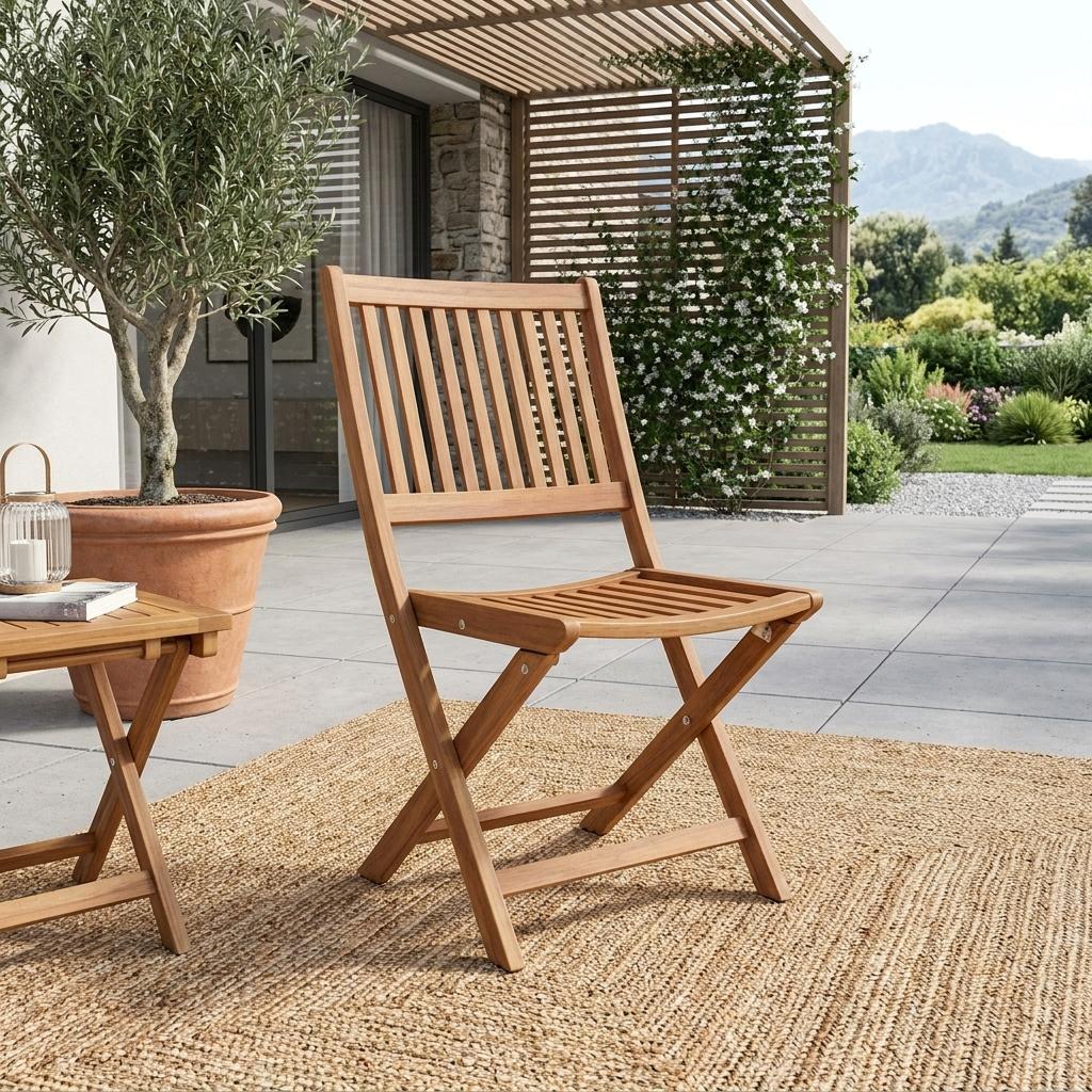 24" Brown Solid Wood Indoor Outdoor Deck Chair