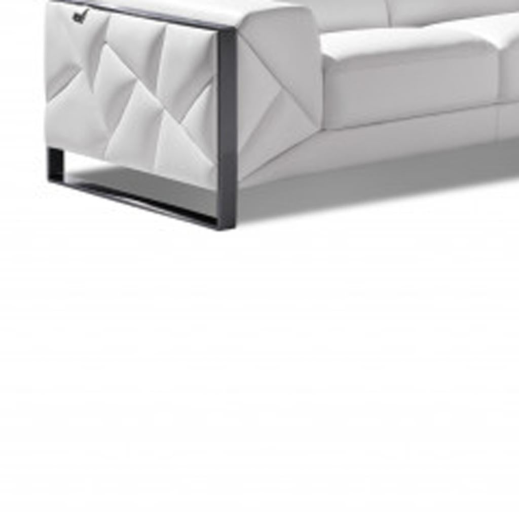Three Piece Indoor White Italian Leather Six Person Seating Set