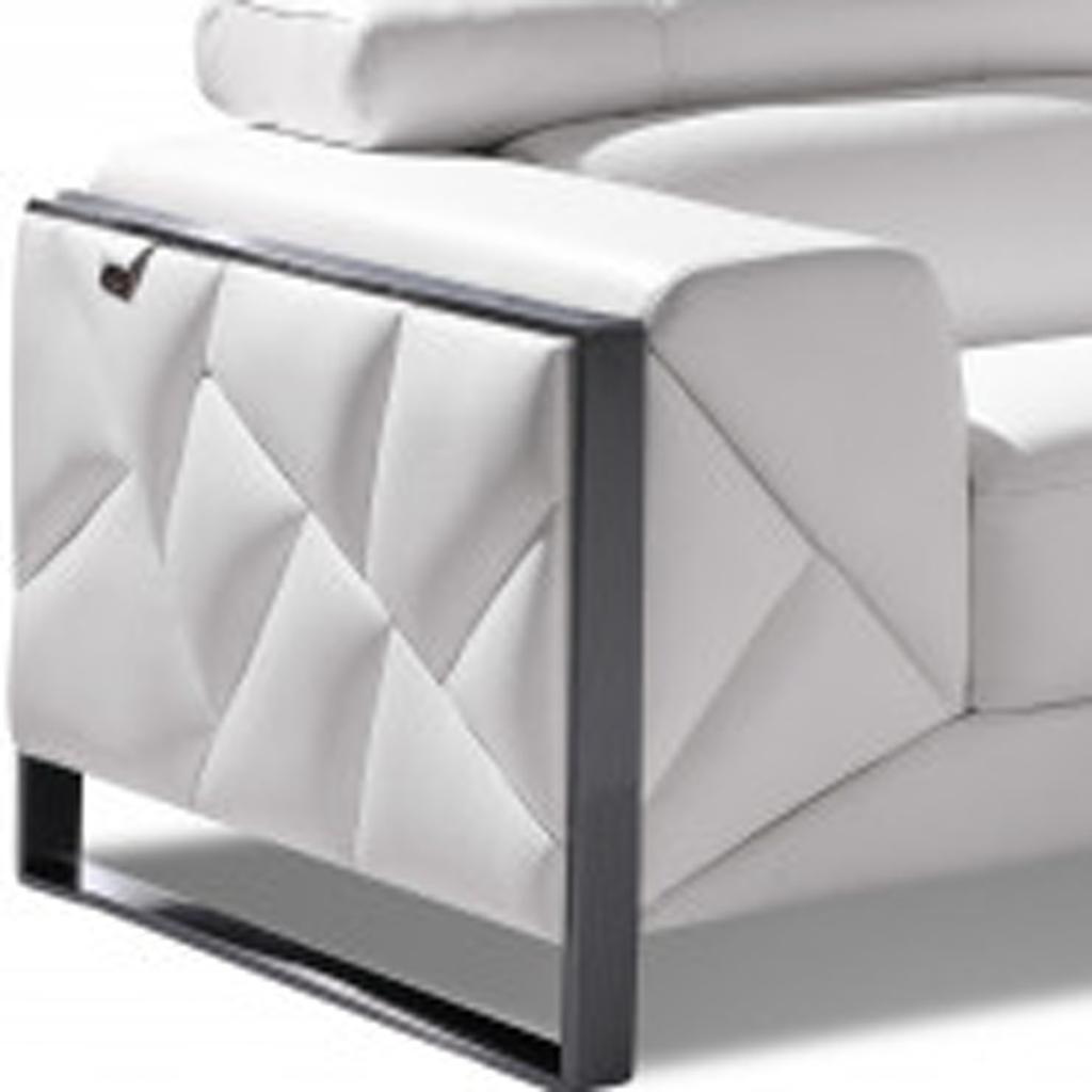 Two Piece Indoor White Italian Leather Five Person Seating Set