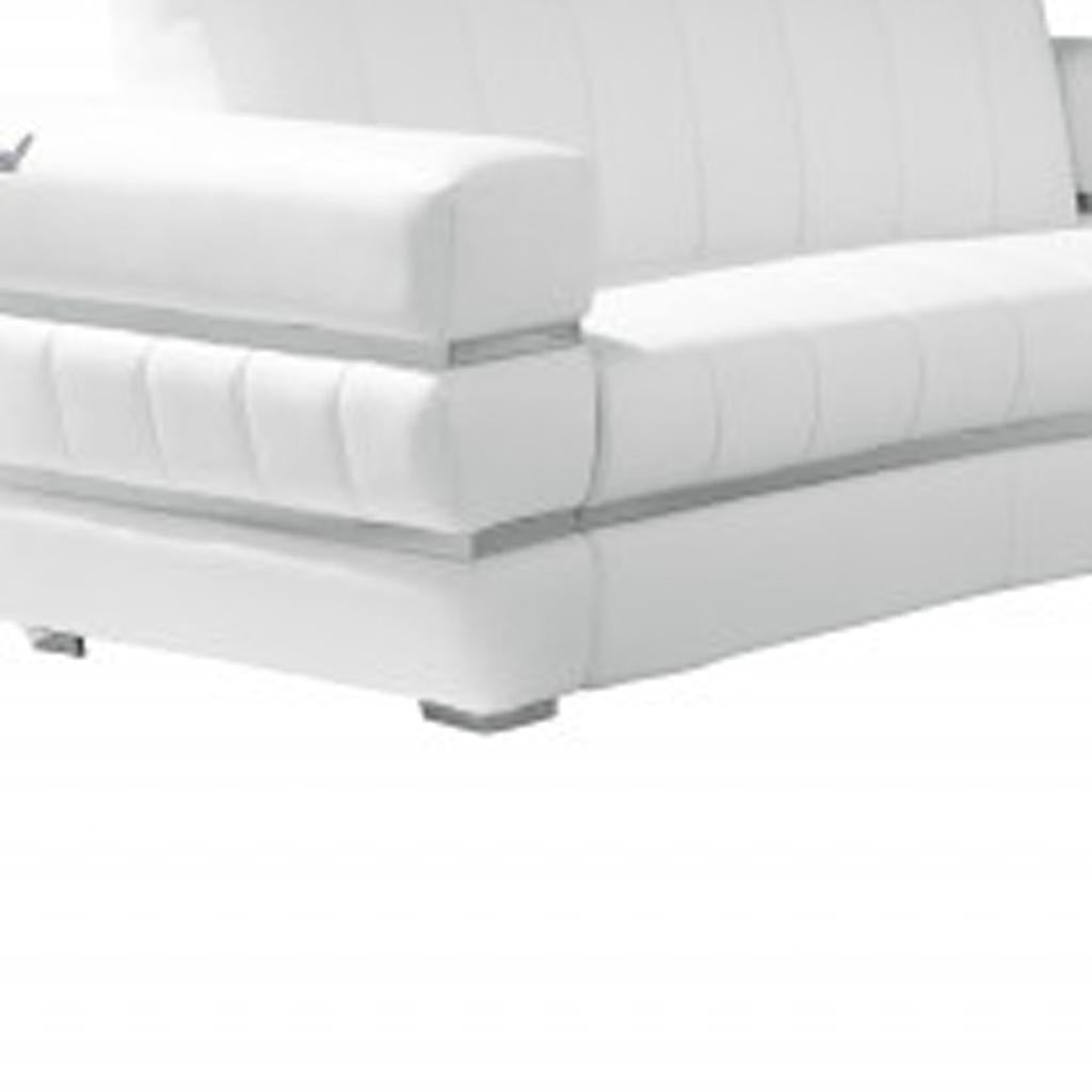 Three Piece Indoor White Italian Leather Six Person Seating Set