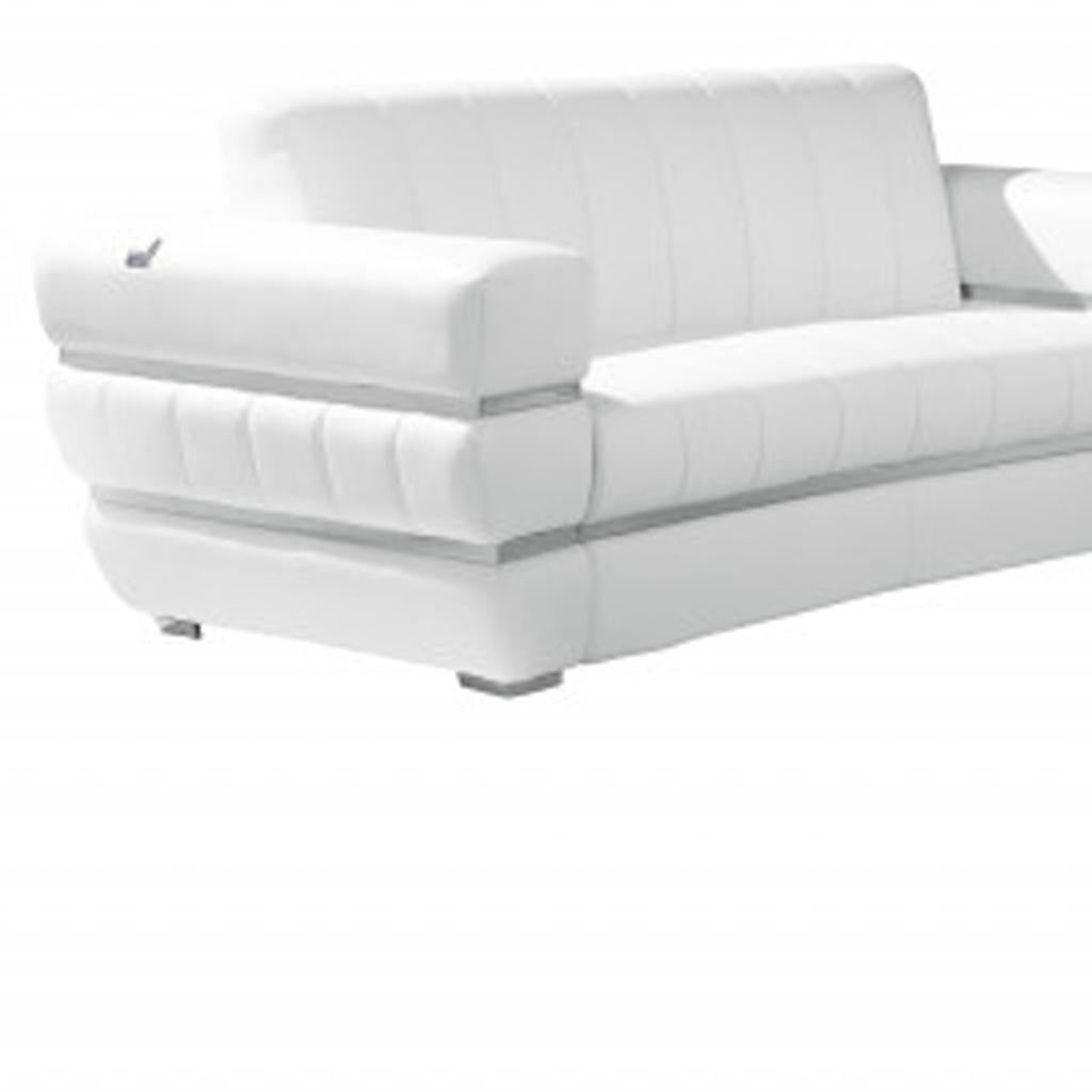 Three Piece Indoor White Italian Leather Six Person Seating Set