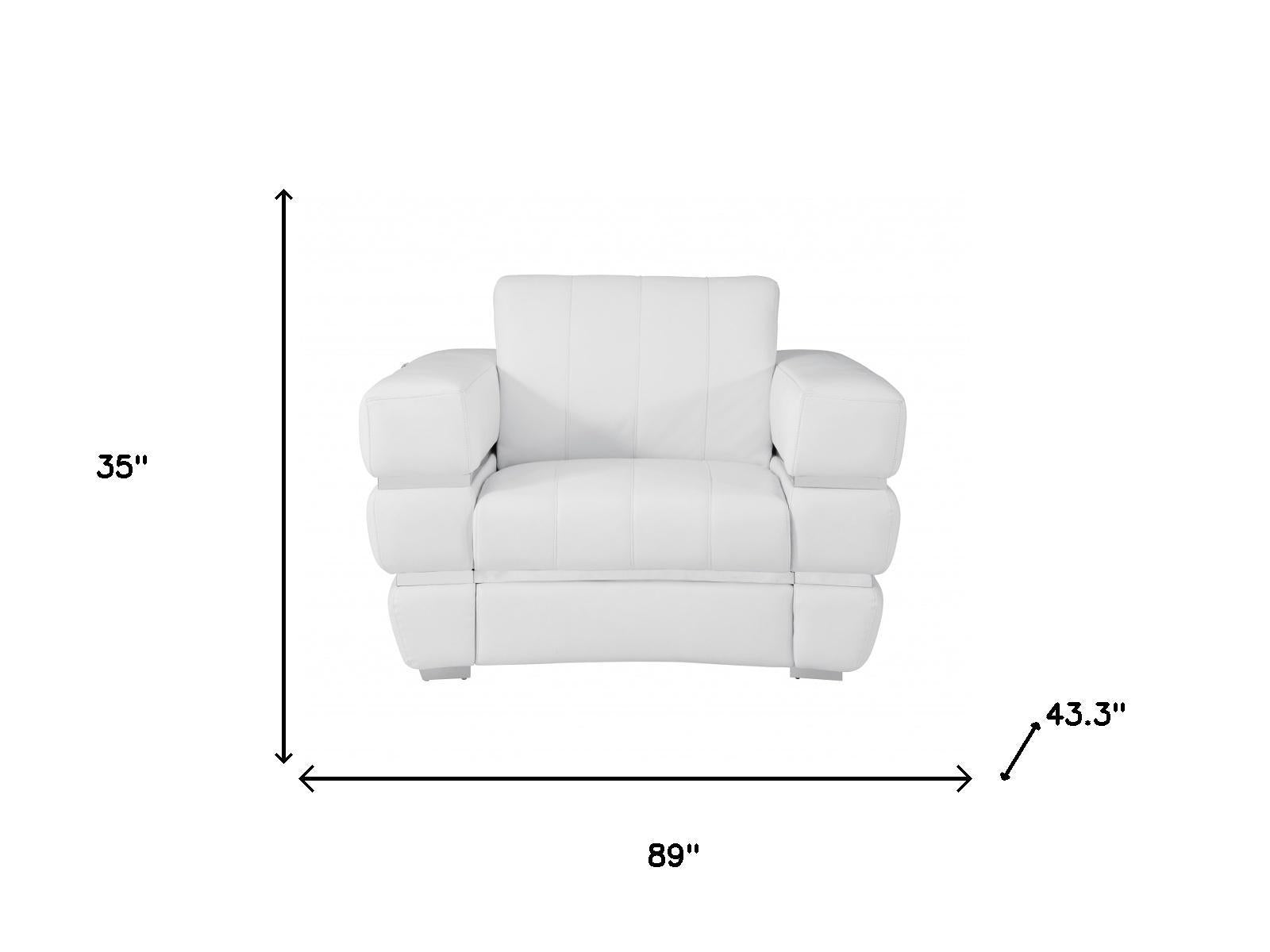 Three Piece Indoor White Italian Leather Six Person Seating Set