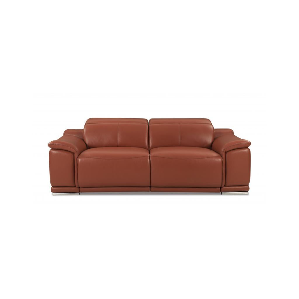 Two Piece Indoor Camel Italian Leather Five Person Seating Set