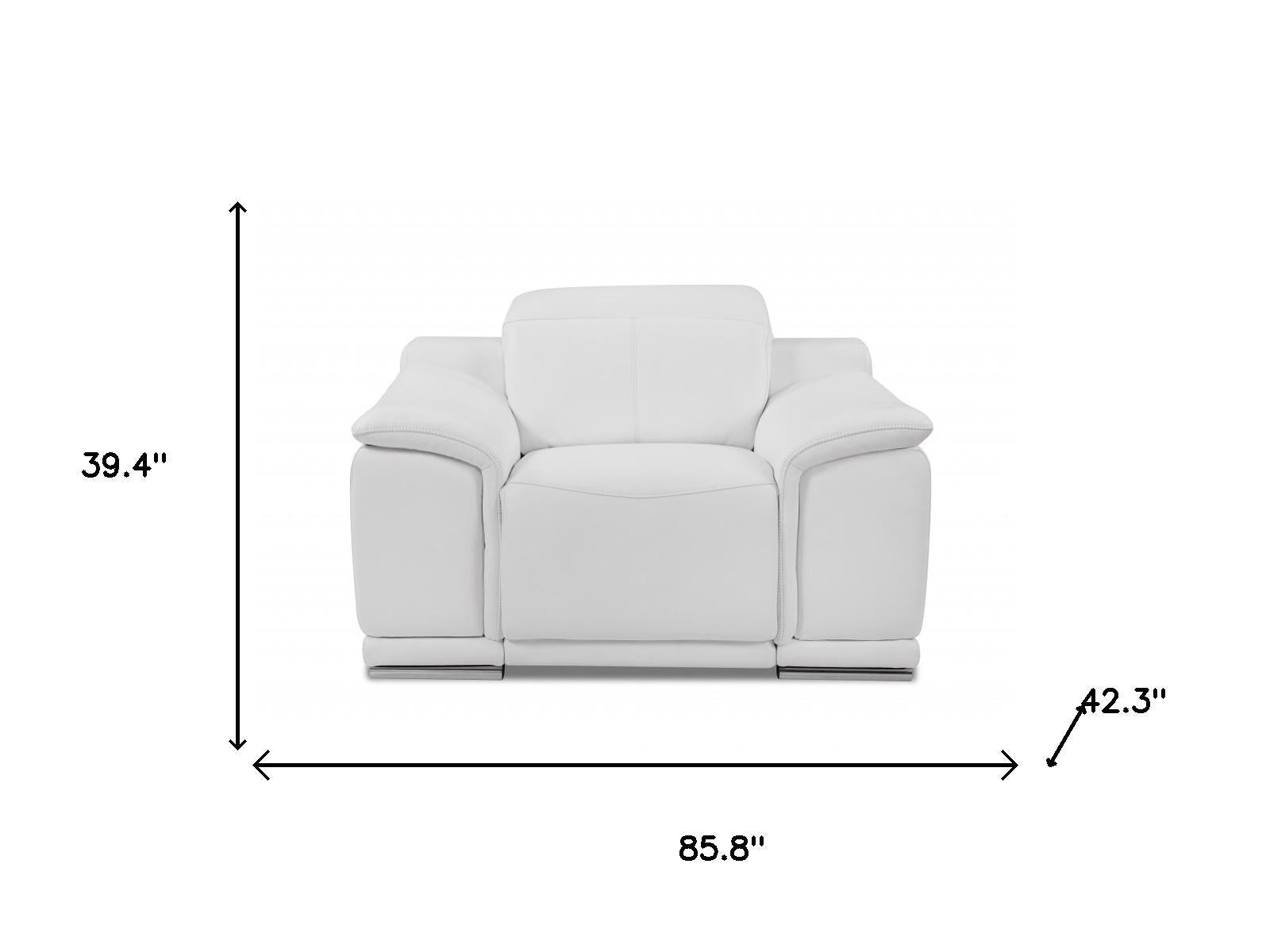 Three Piece Indoor White Italian Leather Six Person Seating Set