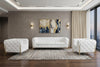 Three Piece Indoor White Italian Leather Five Person Seating Set