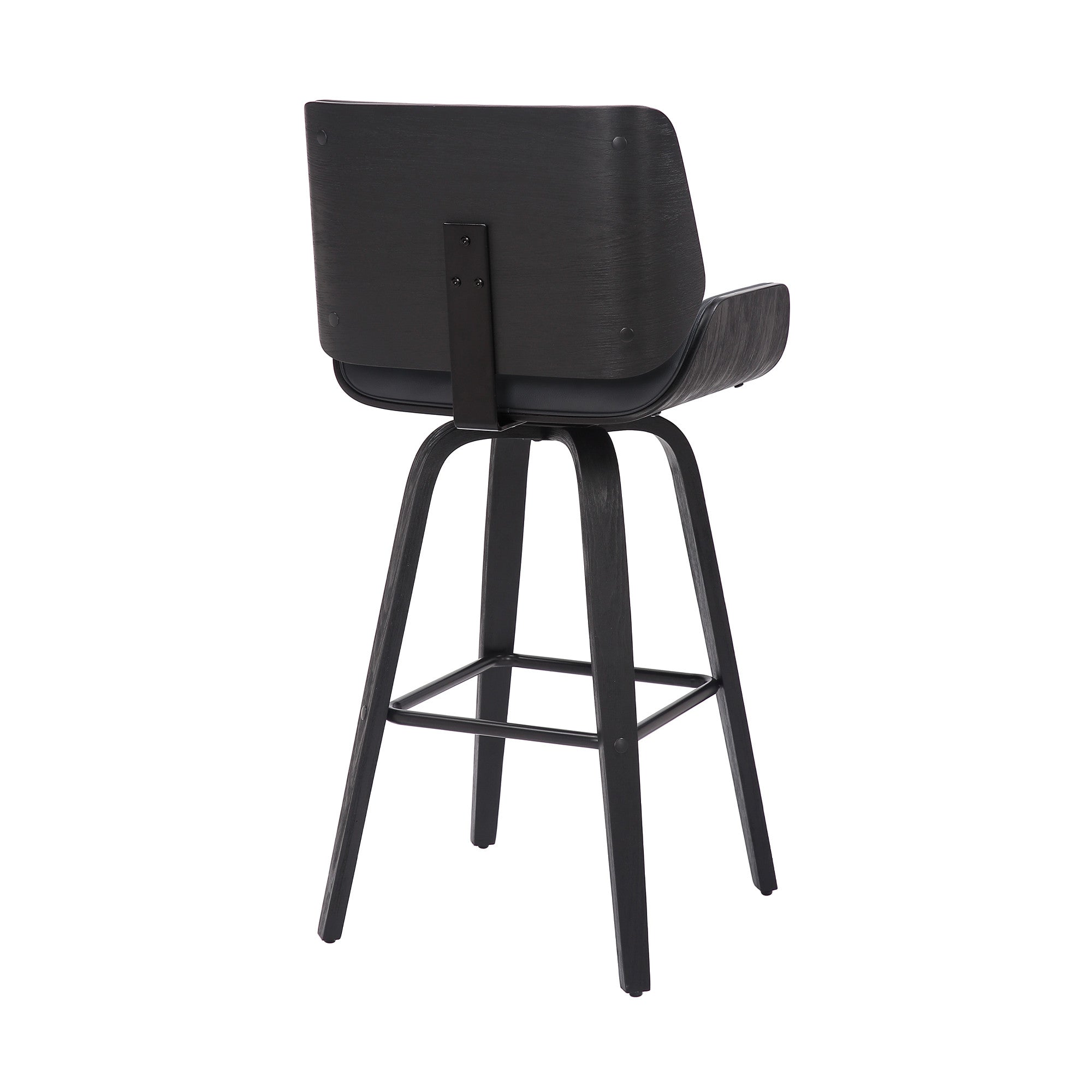 30" Gray and Black Faux Leather and Iron Bar Height Swivel Bar Chair