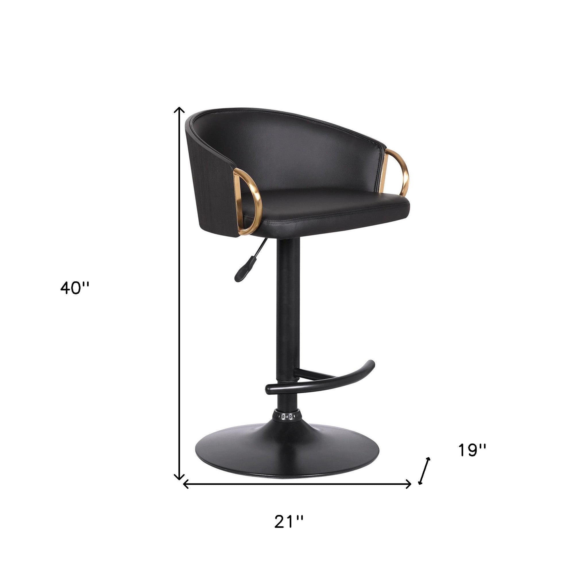 Black Iron Faux Leather and Fabric Low Back Adjustable Height Swivel Bar Chair