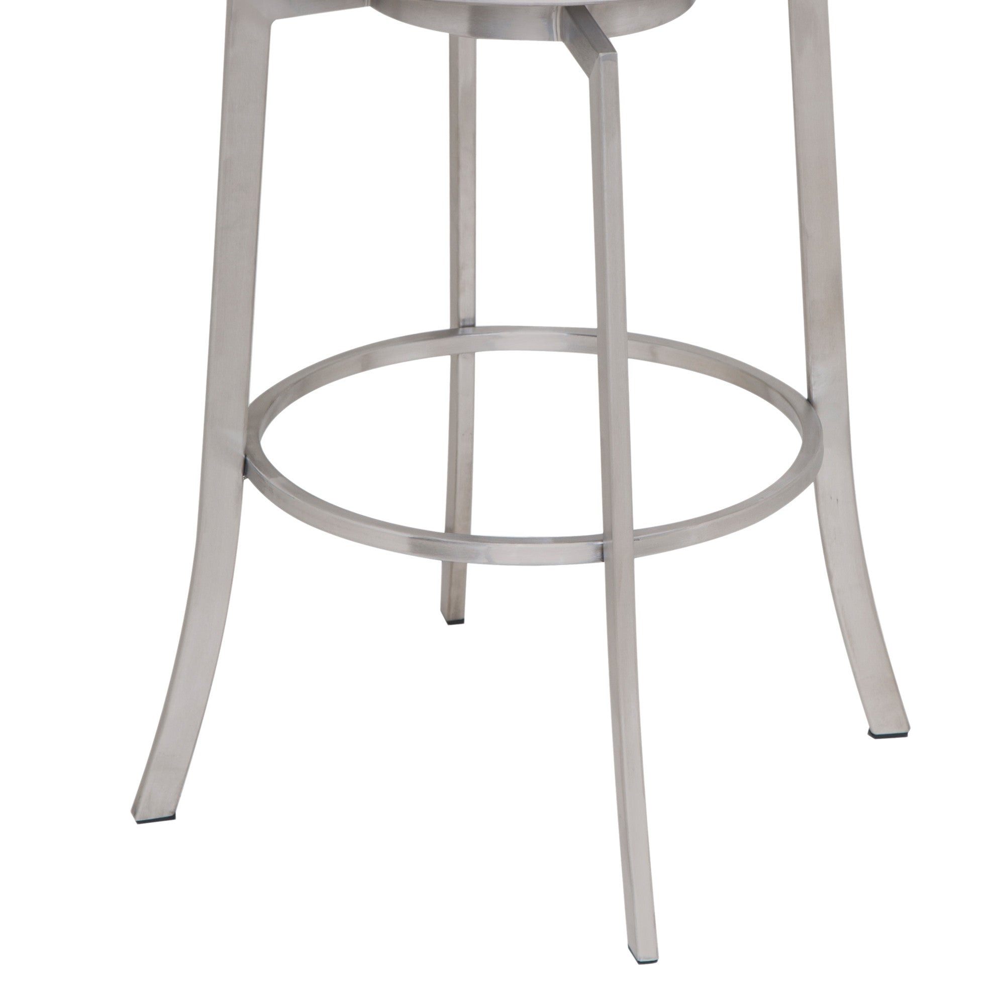 26" White And Silver Faux Leather And Iron Swivel Low Back Counter Height Bar Chair
