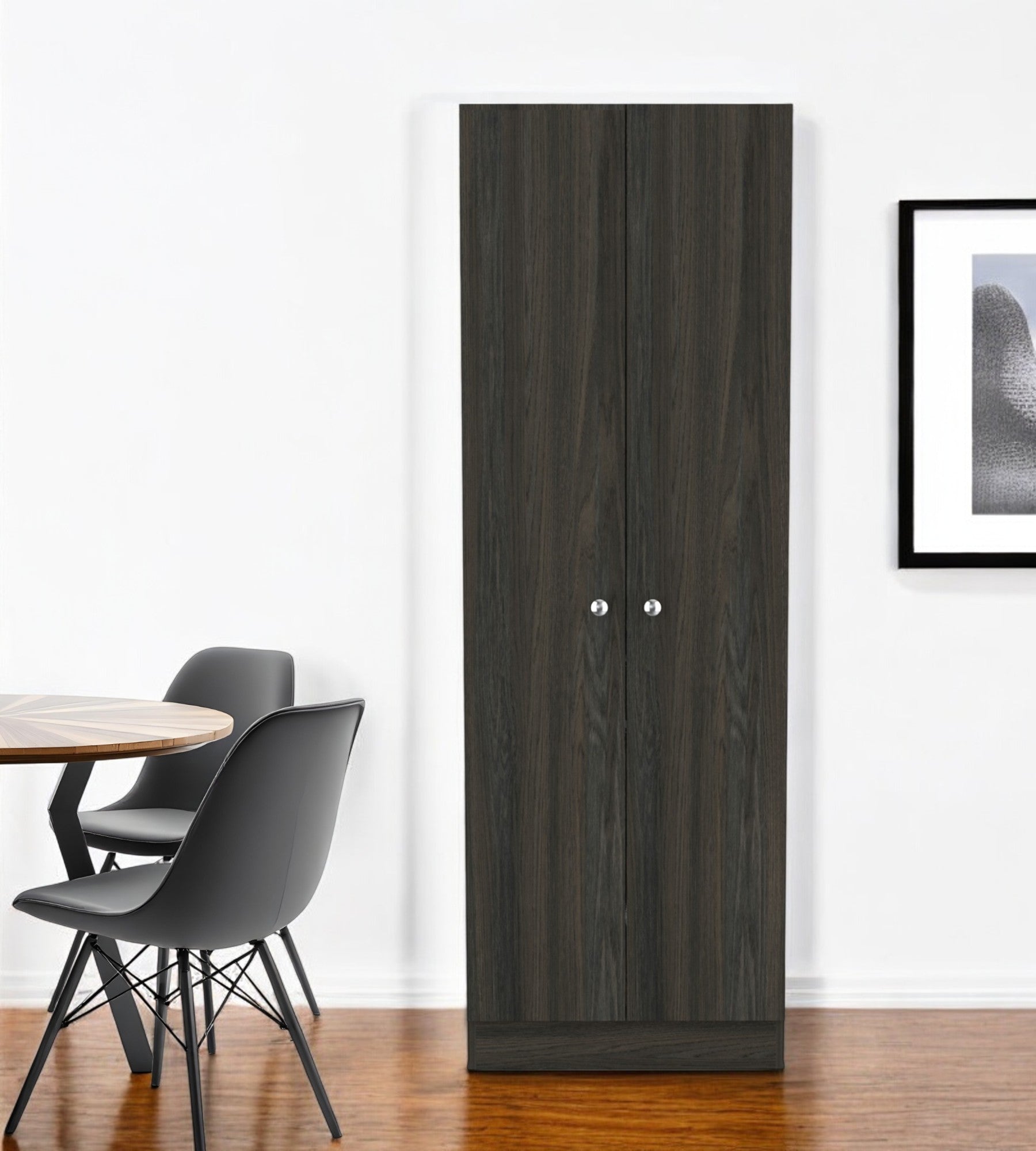 71" Dark Brown Wood Pantry Or Storage Closet