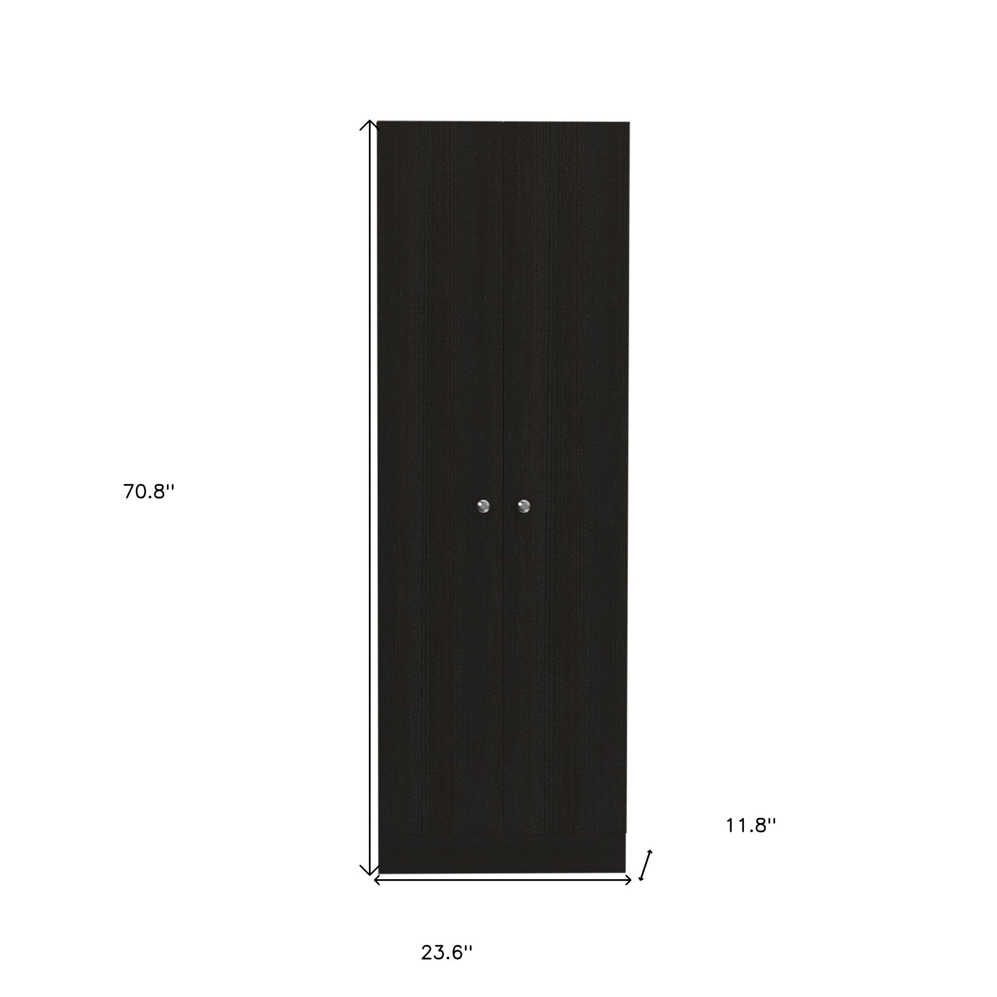 71" Black Wood Pantry Or Storage Closet