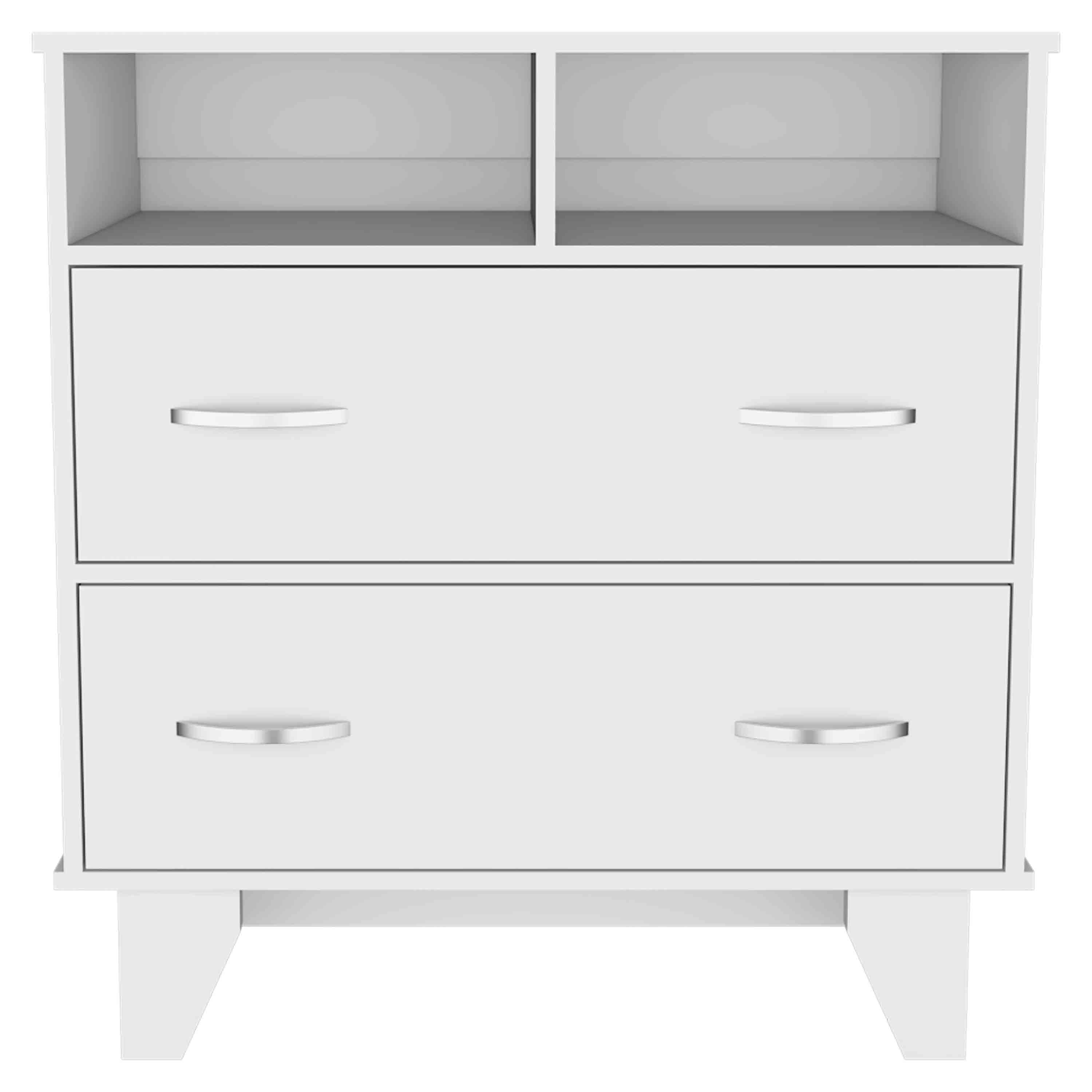 32" White Wood Two Drawer Dresser