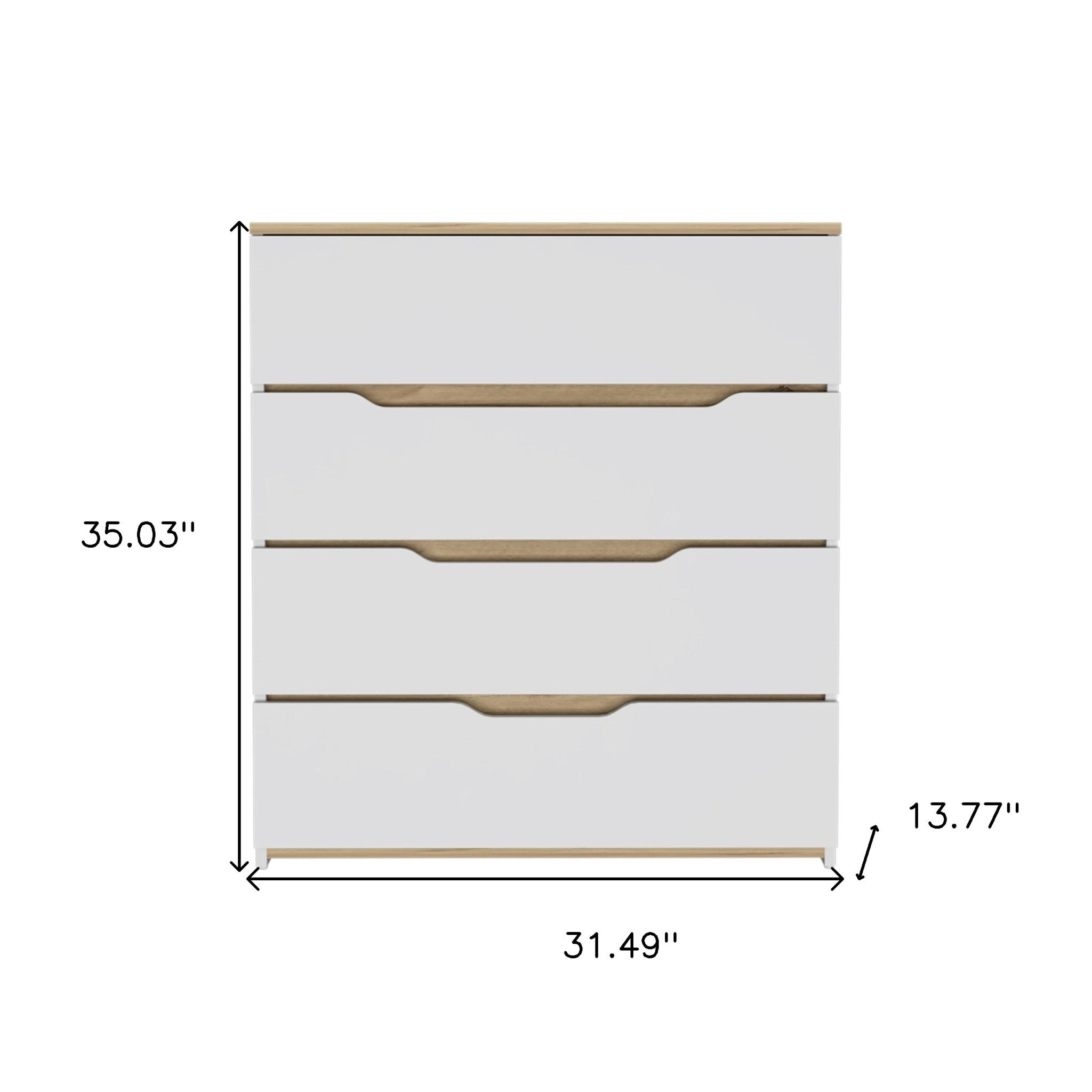 31" Brown And White Wood Four Drawer Dresser