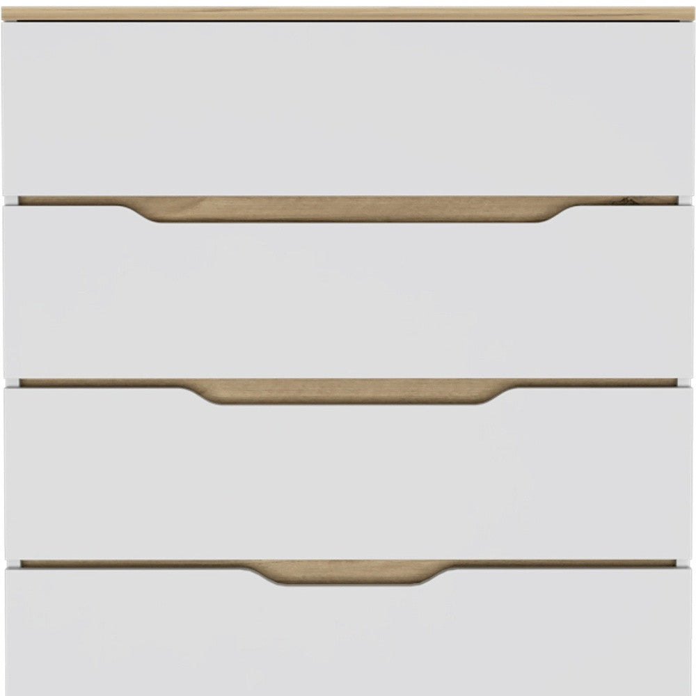 31" Brown And White Wood Four Drawer Dresser